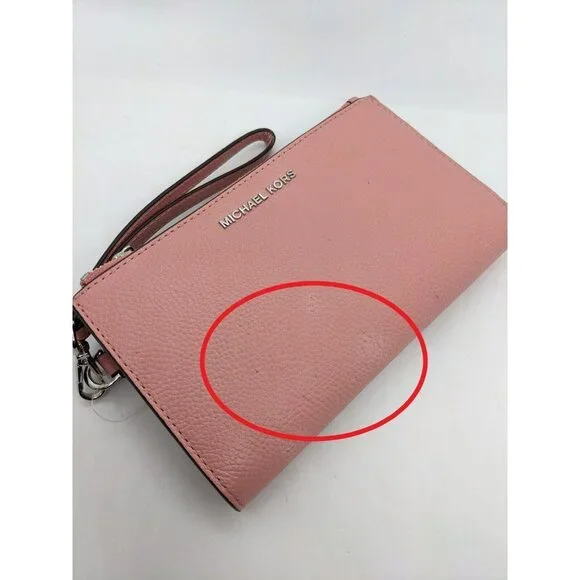 MICHAEL KORS Adele Jet Set logo double zip leather phone wallet wristlet (Used) - Picture 11 of 13